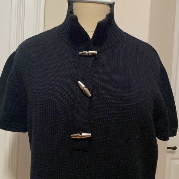 Ralph Lauren Toggle Button Knit Sweater Pullover Womens M Black Preppy old money - Picture 3 of 11